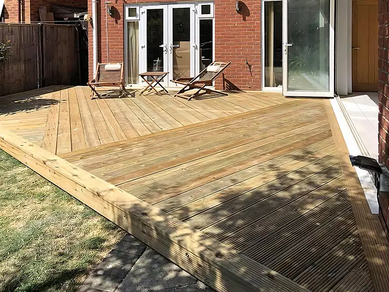 Hardwood decking fitted in a London property